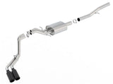 Borla 14 Silv/Sierra 1500 EC Std/CC Short 143.5in WB S-Type Black Tip Dual Rolled Side Exit CB Exht - 140576BC