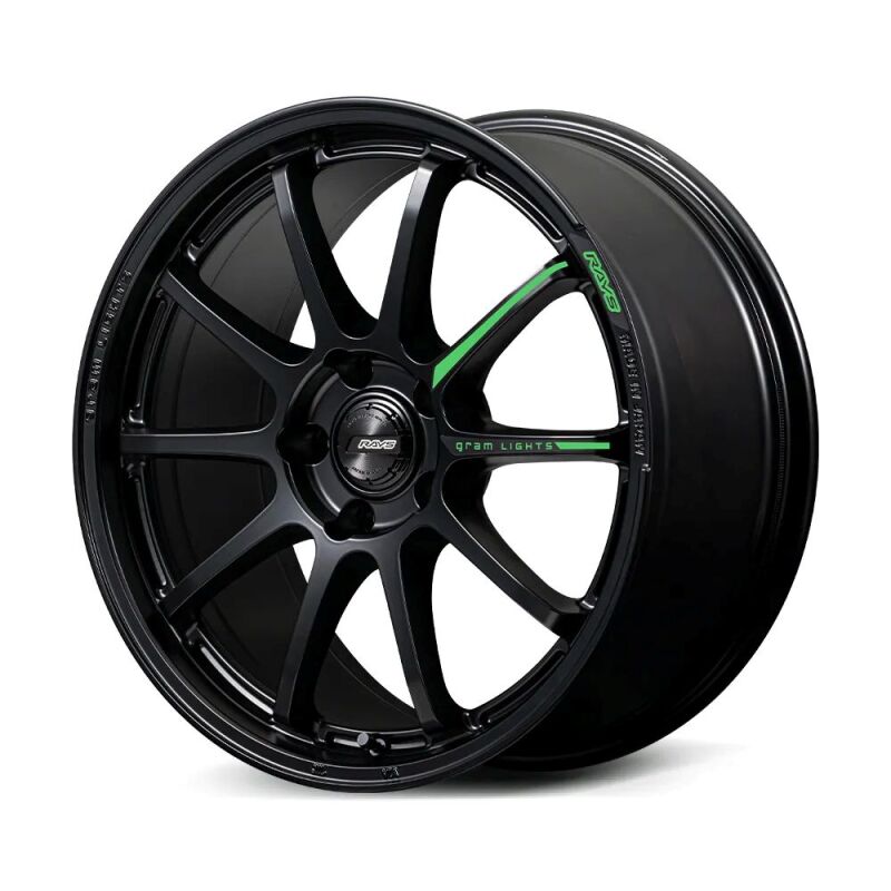 Gram Lights 57NR LIMITED II 18x9.5 +22 5-114.3 Semigloss Black Wheel w/ Black Cap/Stickers/Air Valve - WGN2X22ESB