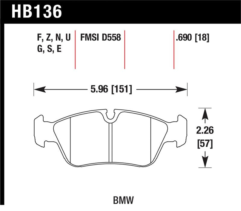 Hawk HP+ Street Brake Pads - HB136N.690