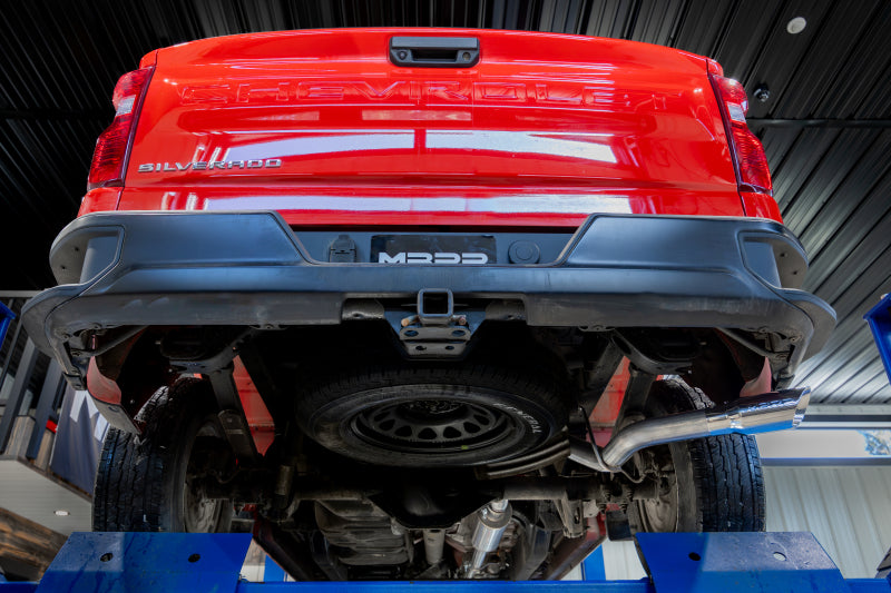 MBRP 19-24 GM 1500 Silverado/Sierra 2.7L T304 SS 3in Cat-Back w/ Single Side 4in Dual Wall Tip - S5019304