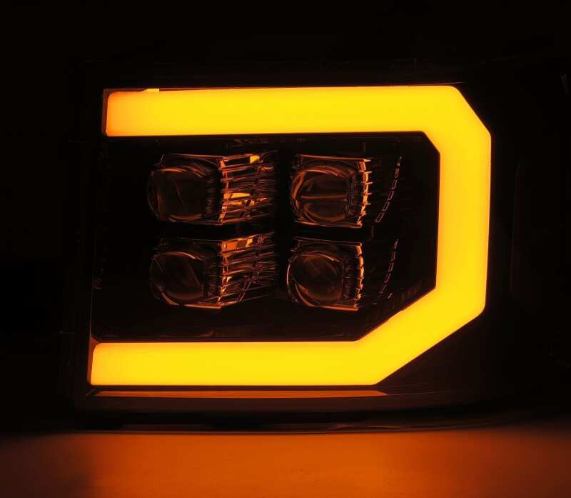 AlphaRex 07-13 GMC 1500HD NOVA LED Proj Headlight Plank Style Gloss Blk w/Activ Light/Seq Signal/DRL - 880609