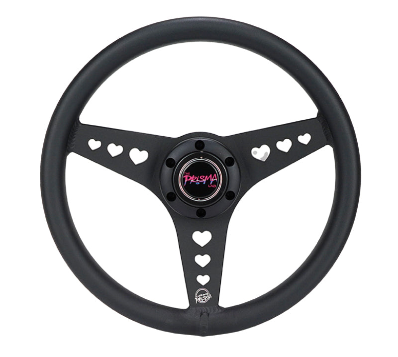 NRG All Aluminum Steering Wheel 330mm - Heart Cut Out- Ergonomic Grip- Anadized Black - RST-073-BK