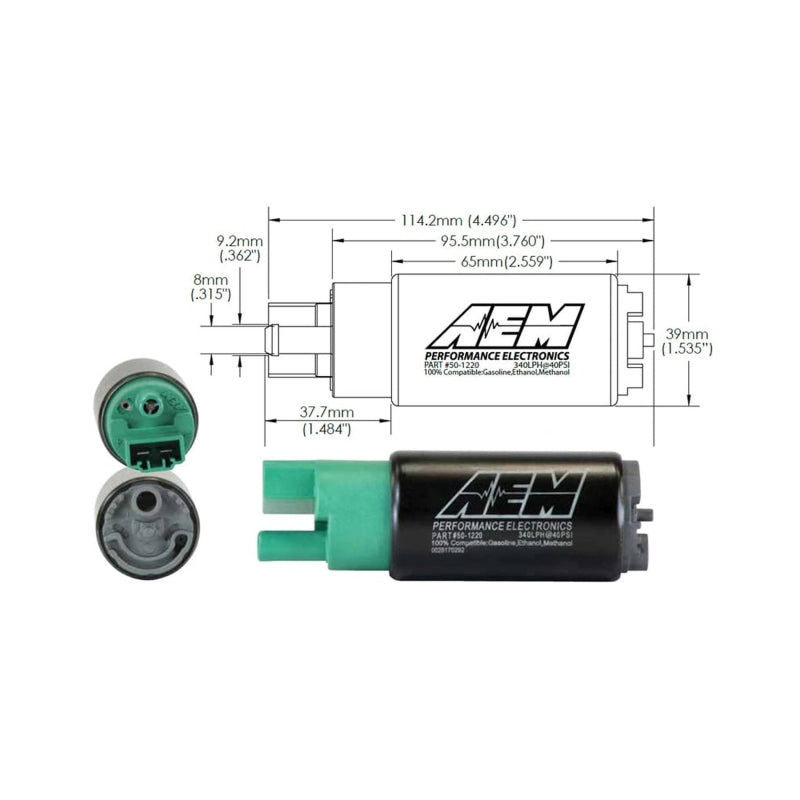AEM 340LPH 65mm Fuel Pump Kit w/o Mounting Hooks - Ethanol Compatible - 50-1220