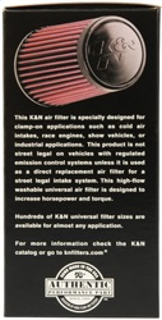 K&N Filter Universal Rubber Filter 3 1/2 inch Flange 4 5/8 inch Base 3 1/2 inch Top 7 inch Height - RU-3130