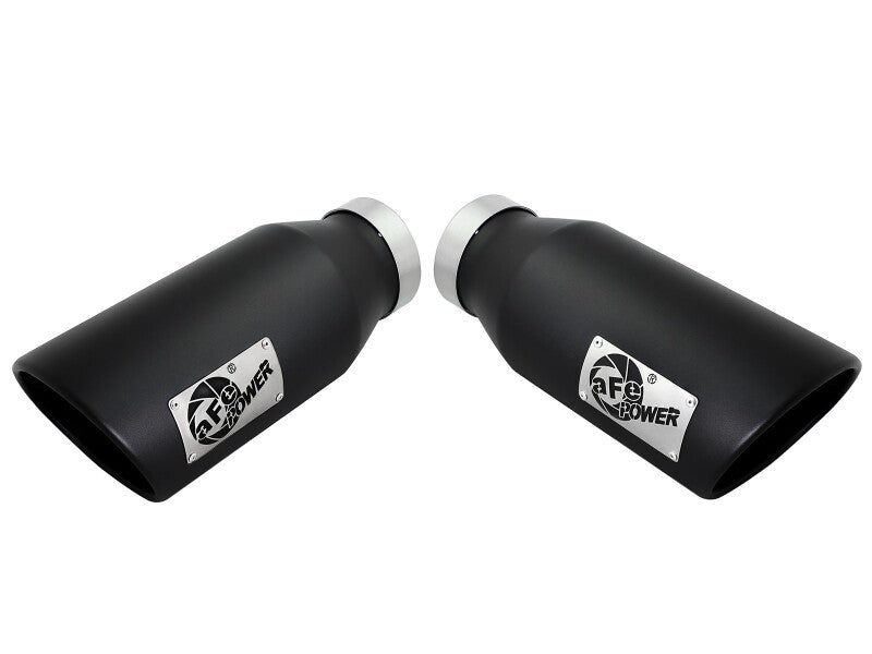 aFe Large Bore-HD 4in 409 Stainless Steel DPF-Back Exhaust w/Black Tip 15-16 Ford Diesel V8 Trucks - 49-43122-B