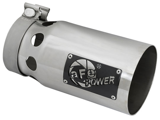 aFe Rebel XD Series Universal Exhaust Tip 4 IN Inlet x 5 IN Outlet x 10 IN L- Polished Tip - 49T40501-P10