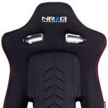 Load image into Gallery viewer, NRG Sport Seats (Pair) Cloth w/NRG Logo &amp; NRG Arrow Cushion Imprint - Black w/Red Stitch - RSC-800L/R