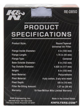 Load image into Gallery viewer, K&amp;N Universal Air Filter (4in. Flange / 6in. Base OD / 4-5/8in. Top OD / 6in. Height) - RE-0850