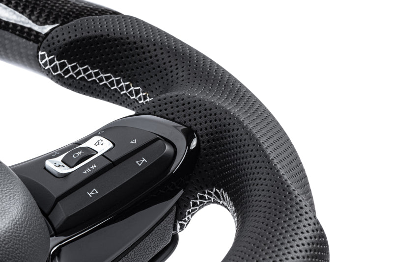 APR 15-26 Volkswagen Golf R/GTI/Jetta (MK7) Carbon Fiber/Silver Stitch Steering Wheel (Non Paddles) - MS100206