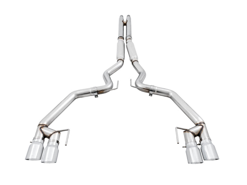 AWE Tuning 2018+ Ford Mustang GT (S550) Cat-Back Exhaust - Track Edition (Quad Chrome Silver Tips) - 3020-42064