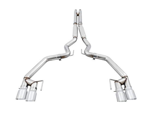 AWE Tuning 2018+ Ford Mustang GT (S550) Cat-Back Exhaust - Track Edition (Quad Chrome Silver Tips) - 3020-42064
