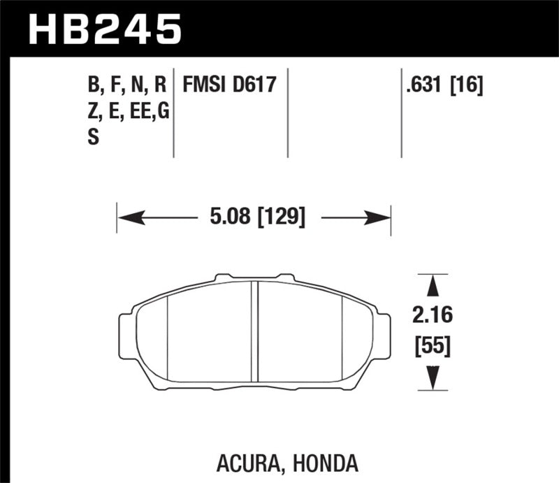 Hawk 94-01 Acura Integra (excl Type R)  HP+ Street Front Brake Pads - HB245N.631