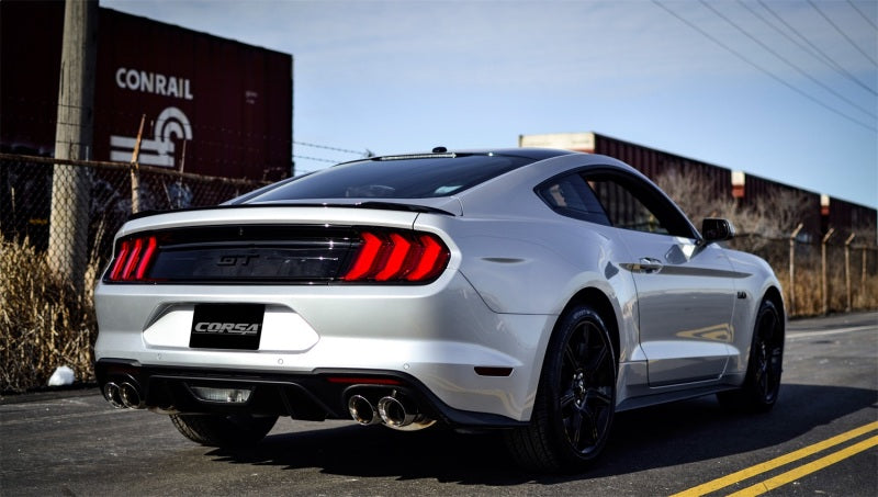 Corsa 2018-2023 Ford Mustang GT Fastback 5.0L 3in Cat-Back System Dual Rear Exit w/ 4in Black Tips - 21001BLK