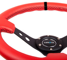 Load image into Gallery viewer, NRG Reinforced Steering Wheel (350mm / 3in. Deep) Red Suede w/Blk Circle Cutout Spokes - RST-006S-RR
