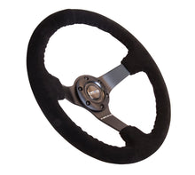 Load image into Gallery viewer, NRG Reinforced Steering Wheel (350mm / 3in. Deep) Blk Suede w/Blk BBall Stitch (Odi Bakchis Edition) - RST-036MB-S