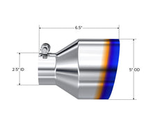 Load image into Gallery viewer, MBRP Univ. T304 Stainless Steel Burnt End Tip 2.5in ID / 5in OD / 6.5in Length Angle Cut Single Wall - T5190BE