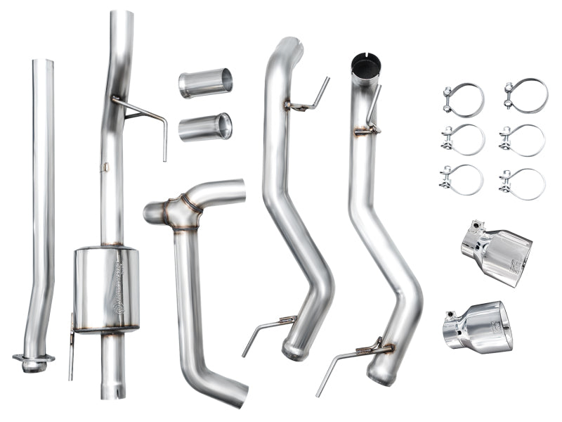 AWE Tuning 2021+ Ford F150 Tremor w/ Bumper Cutouts 0FG Non-Resonated Cat-Back w/ Chrome Silver Tips - 3020-32402