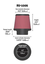 Load image into Gallery viewer, K&amp;N Filter Universal X Stream Clamp-On 4-1/2in Flange 5-7/8in Base 4-1/2in Top 4-1/2in Height - RU-1005