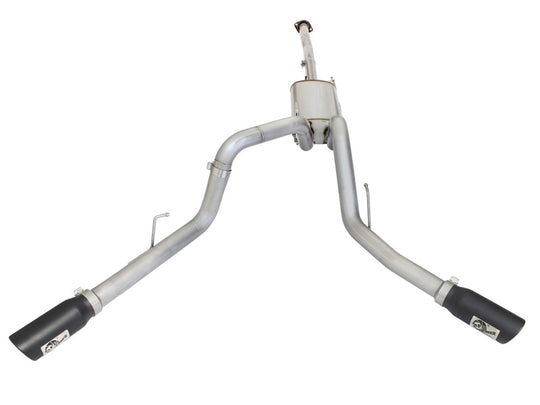 aFe MACHForce XP Exhaust 3in SS Dual Side Exit CB w/ Black Tips 15 Ford F150 Ecoboost V6-2.7L/3.5L - 49-43070-B