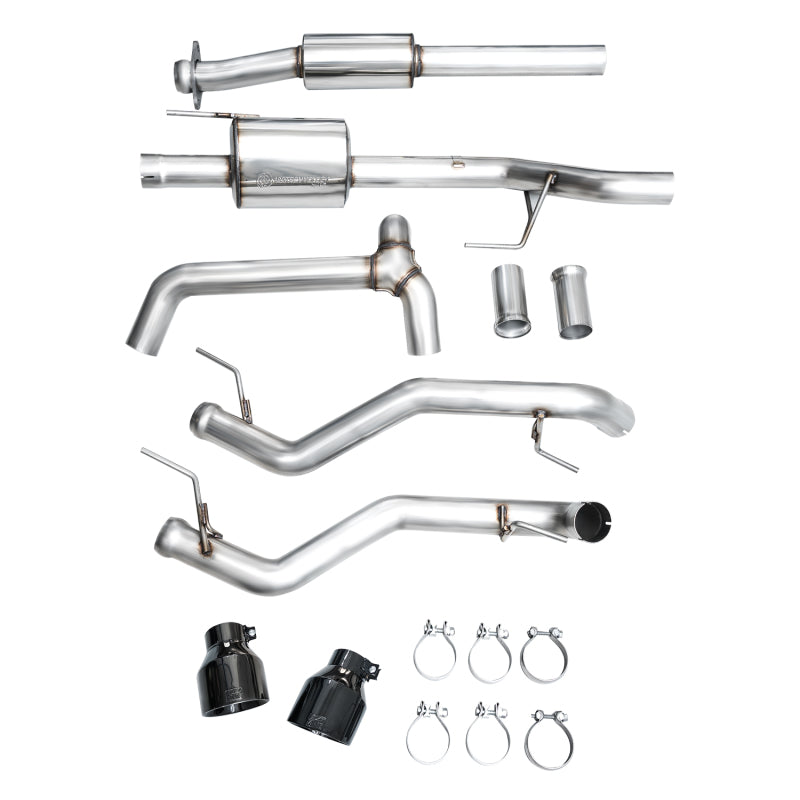 AWE Tuning 2021+ Ford F-150 Tremor (w/ Bumper Cutouts) 0FG Resonated Cat-Back - Diamond Black Tips - 3015-33402
