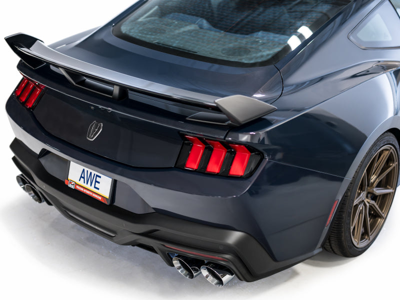 AWE 2024 Ford Mustang Dark Horse S650 RWD Track Edition Cat-Back Exhaust w/ Quad Chrome Silver Tips - 3020-42375