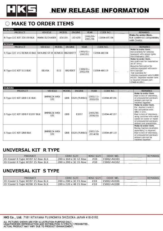 HKS R Type O/C KIT S15 BLK - 15004-AN119