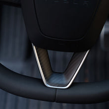 Load image into Gallery viewer, Dry Carbon Fiber Steering Wheel Trim Cover for Model 3 Highland / Model Y Juniper (3 Pieces)