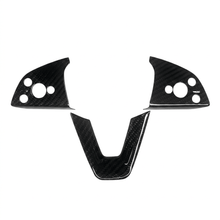 Load image into Gallery viewer, Dry Carbon Fiber Steering Wheel Trim Cover for Model 3 Highland / Model Y Juniper (3 Pieces)