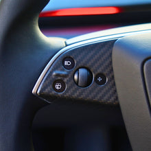Load image into Gallery viewer, Dry Carbon Fiber Steering Wheel Trim Cover for Model 3 Highland / Model Y Juniper (3 Pieces)