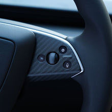 Load image into Gallery viewer, Dry Carbon Fiber Steering Wheel Trim Cover for Model 3 Highland / Model Y Juniper (3 Pieces)