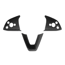 Load image into Gallery viewer, Dry Carbon Fiber Steering Wheel Trim Cover for Model 3 Highland / Model Y Juniper (3 Pieces)