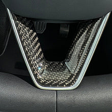 Load image into Gallery viewer, TESERT Dry Carbon Fiber Steering Wheel V-Cover for Model 3 Highland &amp; Y Juniper