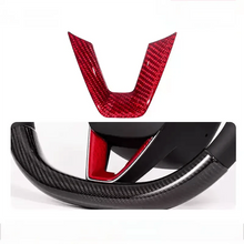 Load image into Gallery viewer, TESERT Dry Carbon Fiber Steering Wheel V-Cover for Model 3 Highland &amp; Y Juniper