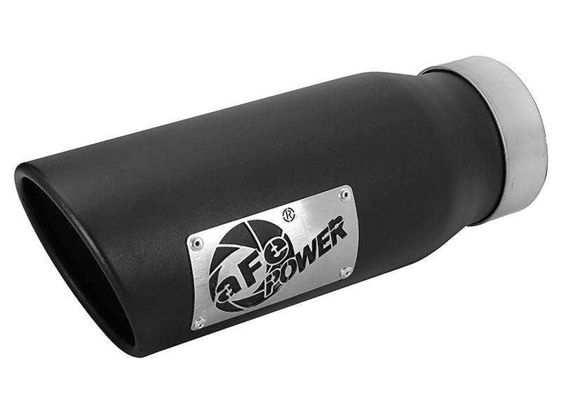 aFe MACH Force-Xp Universal Exhaust Tip 3-1/2ININ x 4-1/2IN Outlet x 12IN Black Left Side Exit - 49T35452-B12