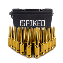 Load image into Gallery viewer, Mishimoto Mishimoto Steel Spiked Lug Nuts M14 x 1.5 32pc Set Gold - MMLG-SP1415-32GD