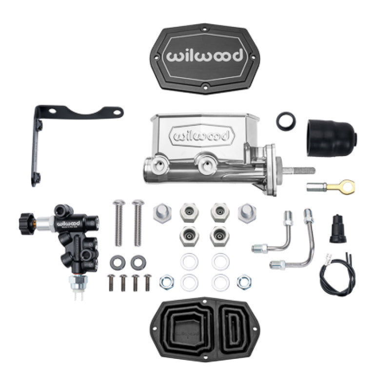 Wilwood MOPAR Compact Tandem M/C Kit w/ P-Valve & Pushrod 1in Bore - Chrome Powdercoat - 261-17797-P
