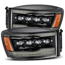 Load image into Gallery viewer, AlphaRex 06-08 Ram 1500HD NOVA LED Proj Headlights Plank Style Alpha Blk w/Seq Signal/DRL/Amber LED