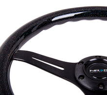 Load image into Gallery viewer, NRG Classic Wood Grain Steering Wheel (350mm) Black Sparkled Grip w/Black 3-Spoke Center - ST-015BK-BSB