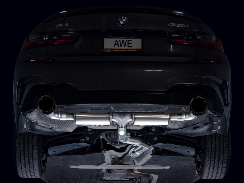 AWE 19-23 BMW 330i / 21-23 BMW 430i Base G2X Touring (Excl. Conv) Axle-Back Exhaust - Diamond Black - 3015-33429