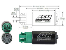 Load image into Gallery viewer, AEM 340LPH 65mm Fuel Pump Kit w/ Mounting Hooks - Ethanol Compatible - 50-1215
