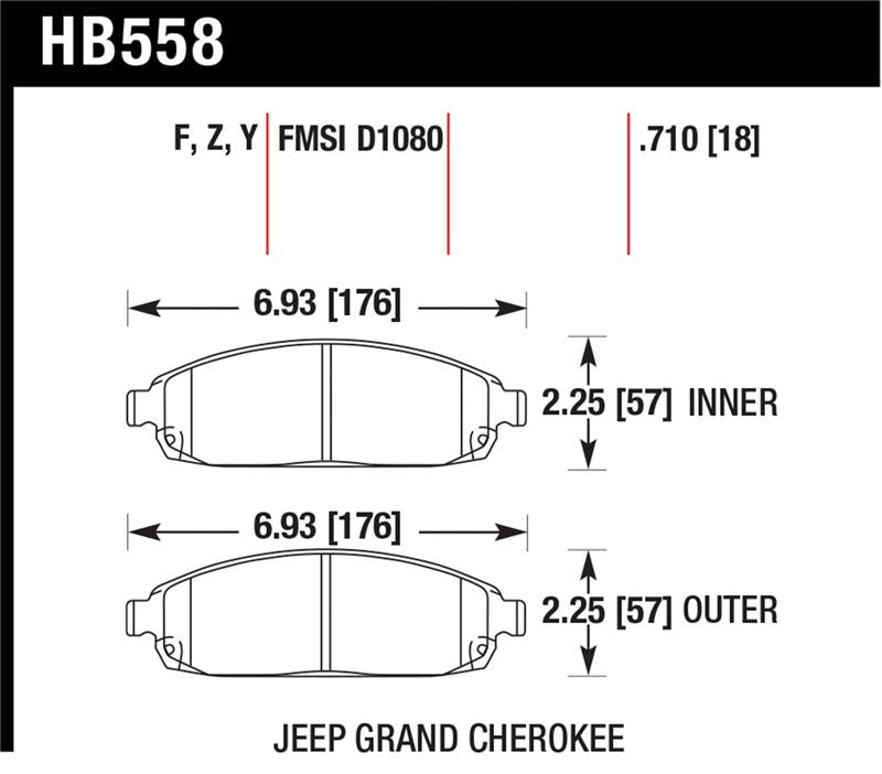 Hawk 06-10 Jeep Commander / 05-10 Grand Cherokee Front LTS Street Brake Pads - HB558Y.710