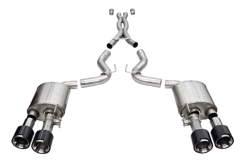Corsa 20-22 Ford Mustang GT500 3.0in Dual Rear Exit Catback w/ Twin 5.0in Polished Carbon Fiber Tips - 21292CF