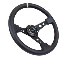 Load image into Gallery viewer, NRG Reinforced Steering Wheel (350mm / 3in. Deep) Blk Leather w/Blk Cutout Spoke/Yellow Center Mark - RST-006BK-Y