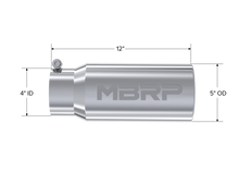 Load image into Gallery viewer, MBRP Universal Tip 5 O.D. Rolled Straight 4 inlet 12 length - T5050