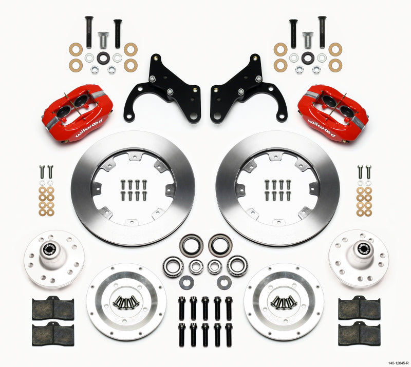Wilwood Forged Dynalite Front Kit 12.19in Red 69-70 Impala Drum/Disc 69-82 Vette - 140-12045-R