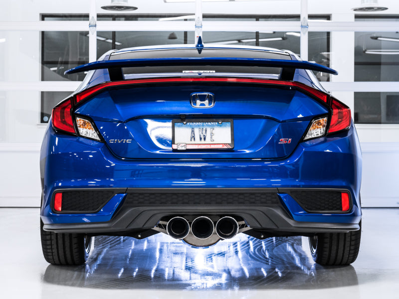 AWE Tuning 17-20 Honda Civic Si 1.5L Turbo Dual-to-Triple Tip Conversion Kit - Chrome Silver Tip - 3810-52018