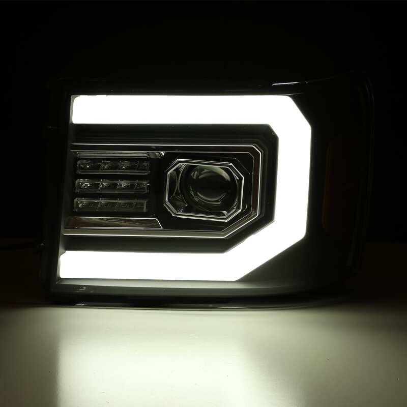 AlphaRex 07-13 GMC 1500HD PRO-Series Proj Headlights Plank Style Matte Blk w/Activ Light/Seq Signal - 880606