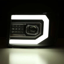 Load image into Gallery viewer, AlphaRex 07-13 GMC 1500HD PRO-Series Projector Headlights Plank Style Chrm w/Activ Light/Seq Signal - 880604