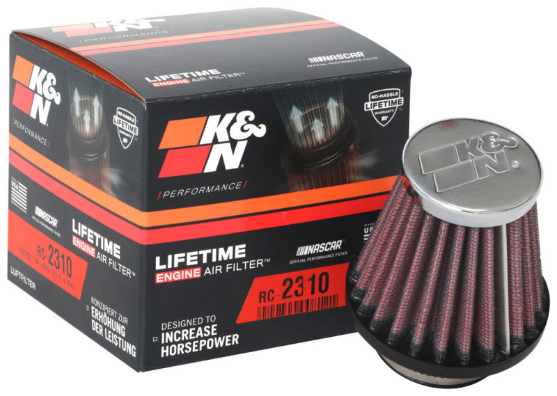 K&N Universal Round Tapered Chrome Filter 1.563in Flange ID x 3in Base OD x 2in Top OD x 3in H - RC-2310
