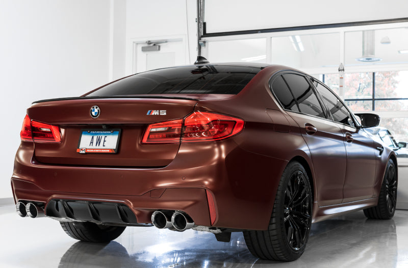 AWE Tuning 18-19 BMW M5 (F90) 4.4T AWD SwitchPath Axle-Back Exhaust - Diamond Black Tips - 3025-43065